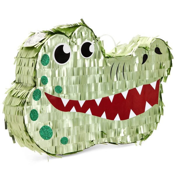 BLUE PANDA Alligator Pinata for Kids Safari Birthday Party Decorations, Baby Shower (Small, 16.5 x 11.5 x 3 Inches)