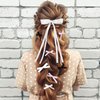 6Pcs Hair Ribbons for Women Hair Clips Tassel Ribbon Bowknot With Long Tail Solid Hair Ribbon for Girls (White/Black/Pink)