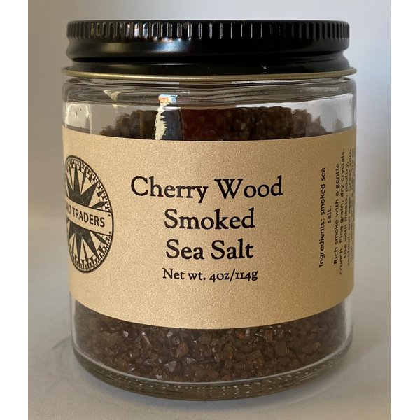 Salt Traders Cherry Wood Smoked Sea Salt - Fine Grain - 4 oz Net Wt. (Glass Jar)