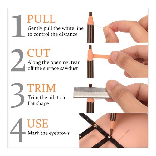 ATOMUS 6pcs Eyebrows Pencil Set Waterproof Eyebrow Tattoo Microblading Pencils Kit Peel-off Brow Pencil Brown Light Brown Dark Brown 3Colors Brow Pencil Set For Marking