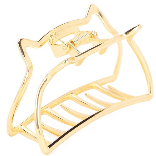 Lovely Cat Hair Claw Clips, Metal Strong Hold NonSlip Cat Shape Jaw Clips Hair Holder for Women, Fashion Claw Clips Hair Accessories (bright gold)