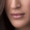Gold Beaded Nose Ring - Dainty 8mm Hoop 24 Gauge Gold Beads Piercing – Snug 14K Gold Filled Nose Piercings – Body Jewelry Piercing Hoops – Gift Ready Purchase