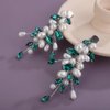 BERYUAN Bridal Teardrop Rhinestone Pearls Hair Clips Crystal Rhinestone French Hairpins Wedding Rhinestone Pearls Handmade Hairpiece Wedding Bridal Hair Accessories for Women(2pcs) (peacock green)