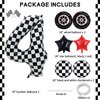 Eoopoon Race Car Balloons Party Decorations,42 Inch Black and White Checkered Number Balloon 4, 4th Race Car Birthday Party Supplies, Race Car Balloon Theme Party Decor Supplies 7Pcs(Checkered set 4)
