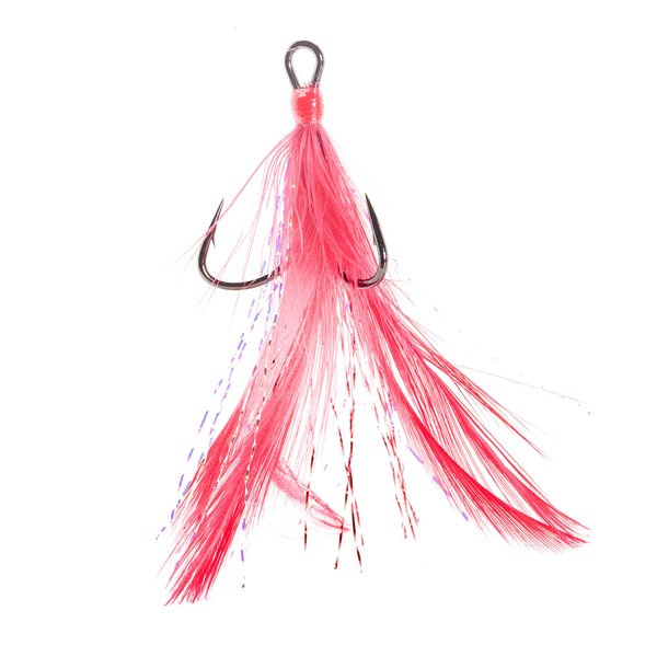 Mustad Ultra Point Dressed Triple Grip Treble Hook (Pack of 2), Black Nickel Hook/Red Grizzly Feathers, Size 2