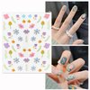WOKOTO 12 Sheets Flower Nail Stickers for Kids Nails Flowers Fruits Cherry Stickers Nail Art Decals for Kids Girls Cartoon Cute self adhesive Nail Decals Stickers for Nail Art Stickers Nails