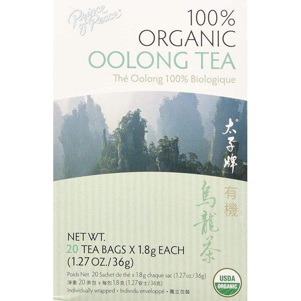 Prince of Peace Organic Oolong Tea, 20 Tea Bags – 100% Organic Black Tea – Unsweetened Black Tea – Lower Caffeine Alternative to Coffee – Herbal Health Benefits