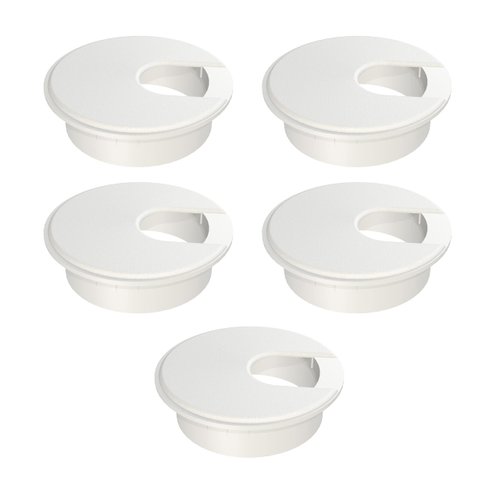 MAHDPRO Desk Grommet White 2 Inch (50 mm) Pack of 5-ABS Plastic Desk Cord Hole Cover to Arrange Cables & Wires Through Computer Table/Countertops