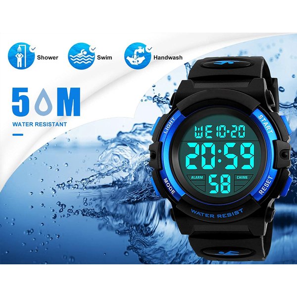 MJSCPHBJK Kids Digital Watch, 5-15 Year Old Boys Sports Waterproof Watch Outdoor LED Electrical Watch Multifunctional Chronograph Alarm Calendar Watches