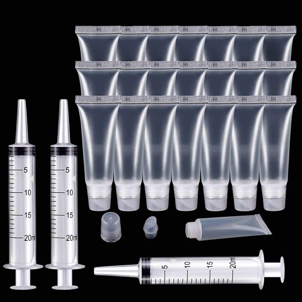 Rolybag 22 Packs Lip gloss Empty Tubes Containers(10ml),Travel empty bottle,Refillable Soft Cosmetic Squeeze Tubes For Women &Girls DIY Lip Gloss Cosmetics