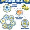 CHUNNIN 60PCS Lemon Party Paper Plates for Lemon Theme Party Decorations 7In Blue Tiles Yellow Lemon Dessert Plates Disposable Tableware Dinnerware Set for Baby Shower Birthday Party Supplies