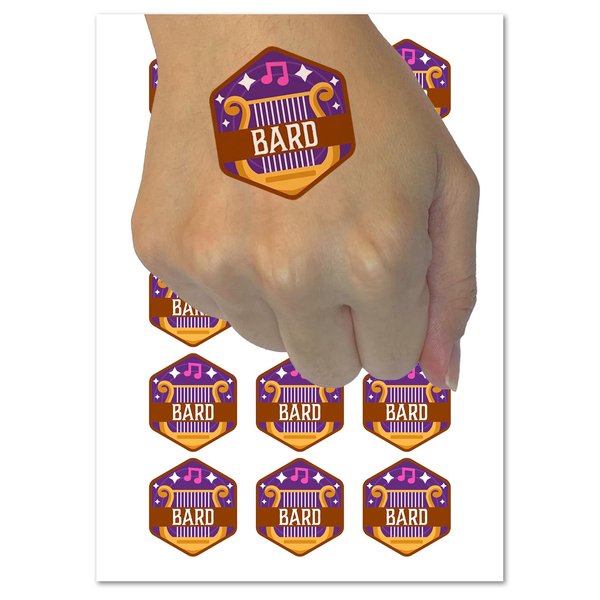 RPG Class Bard Games Fantasy Gaming Temporary Tattoo Water Resistant Fake Body Art Set Collection - 15 2" Tattoos (1 Sheet)