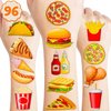 96 PCS Cute French Fast Food Hamburger Fries Pizza Temporary Tattoos Themed Birthday Party Decorations Supplies Favors Decor Yummy Tattoo Stickers Gifts For Kids Boys Girls School Prizes Carnival