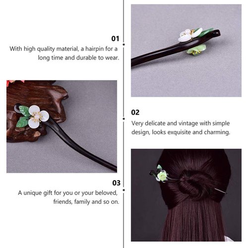 Lurrose Chinese Hair Stick Vintage Flower Hair Stick Japanese Wood Chopsticks for Women Girls Hair Styling