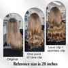 Full Shine Ombre Clip in Hair Extensions Dark Brown Fading to Brown And Ash Brown 2/8/2 Brazilian Human Hair Extensions Lace Double Weft Balayage Brown Remy Hair 3Pcs 50Grams 18 Inch