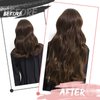 Fshine Real Human Hair Sew in Hair Genius Weft for Women Darkest Brown 20 Inch 60g Remy Human Hair Extensions Human Hair Bundle Natural Straight Long Hair Weave One Piece Hair Genius Weft