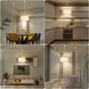 Plug in Pendant Light, 15FT White Cord Hanging Lights with Plug in Cord, Hanging Light with On/Off Switch, Double Linen Shade Fabric Design, Pendant Llight Fixture for Bedroom Living Room Restaurant