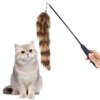 Leadigol Cat Feather Wand Retractable Cat Wand Toy,Cat Teaser Wand Interactive Long Hairy Chew Rod Cat Toy Training Toy Catch Exercise Pet Supplies Playing Toy for Kitten or cat, Brown Feather