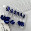 Short Press on Nails Indigo Fake Nails Medium Square False Nails with Shiny Designs Solid Color Designs Glue on Nails Blue Stick on Nails Full Cover Glossy Cute Acrylic Nails Winter Artificial Nails
