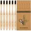 Virgin Forest Bamboo Toothbrush, Biodegradable Bamboo Charcoal Toothbrushes, Natural Eco Friendly Wooden Toothbrush 6-Pack