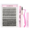 Eyelash Extension Kit Lash Clusters Kit Lash Bond and Seal Waterproof Lash Tweezers Individual Lashes Kit DIY Lash Extension Kit Eyelash Glue Remover Brush (Set 30D/40D-0.07D-9-16Mix)