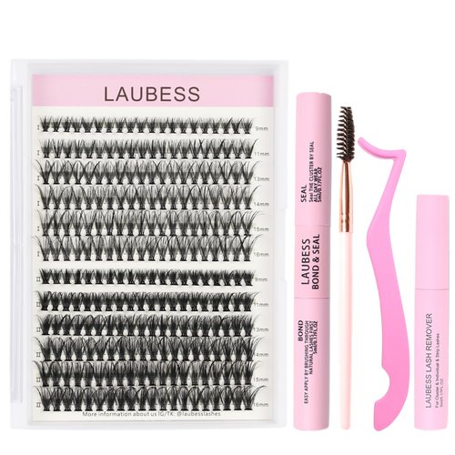 Eyelash Extension Kit Lash Clusters Kit Lash Bond and Seal Waterproof Lash Tweezers Individual Lashes Kit DIY Lash Extension Kit Eyelash Glue Remover Brush (Set 30D/40D-0.07D-9-16Mix)