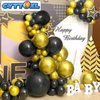 CYTTOKL Black and Gold Balloons 12 inch 100 Pack Metallic Chrome Black Gold Latex Helium Balloons for Birthday Wedding Baby Shower Party Decorations