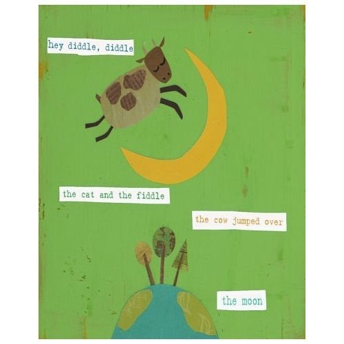 Eco Friendly Nursery Art - Nursery Rhyme Theme - Hey Diddle Diddle