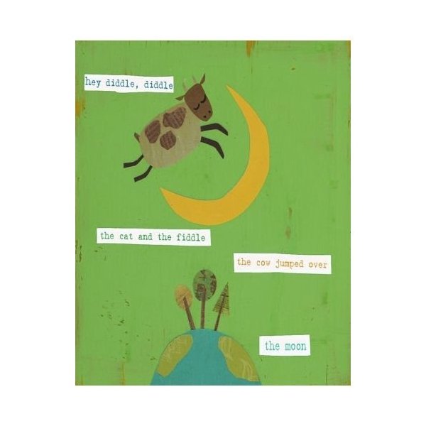 Eco Friendly Nursery Art - Nursery Rhyme Theme - Hey Diddle Diddle