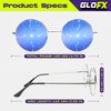 GloFX Diffraction Glasses | Hippie Style Metal Frames with Blue Mirror Lens | 3D Prism Rainbow Effect | Great Edm, Concert, Party, Music Festival and Rave Accessory