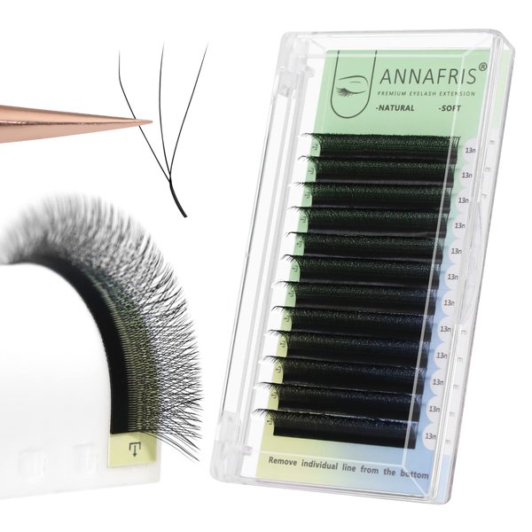 ANNAFRIS 3D Premade Fan W Shape Clover Eyelash Extensions 0.07 D Curl 8-14mm Mix Volume Self Fanning W Lash Extensions Makeup Supplies Professional Use(0.07 D, 8-14mm Mix)