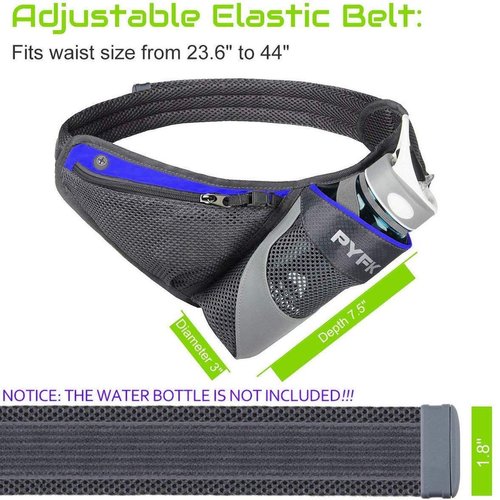 PYFK Running Belt Hydration Waist Pack with Water Bottle Holder for Men Women Waist Pouch Fanny Bag Reflective (Blue)
