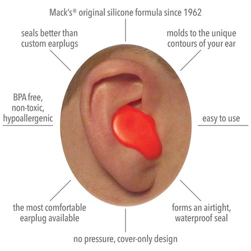 Mack's Snore Mufflers Silicone Putty Ear Plugs, 6 Pair - Comfortable, Moldable Silicone Ear Plugs for Sleeping, Snoring, Loud Noise & Traveling | Made in USA