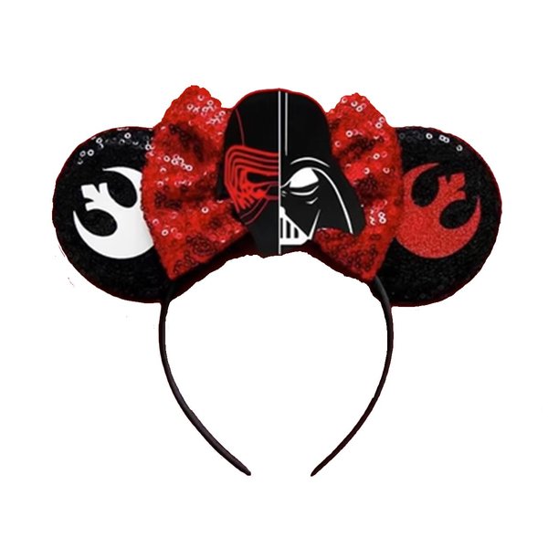 Atvscay Superhero Inspired Mouse Ears Headband Glitter Spider Hairband Accessories Decoration (Star war 1)