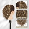 BARSDAR Short Highlight Ponytail Extension - 12 In Claw Clip Short Wavy Ponytail Hair Extensions for Women, Multi Layered Synthetic Clip in Pony Tail Hairpieces Girls Daily Party- Brown & Blonde