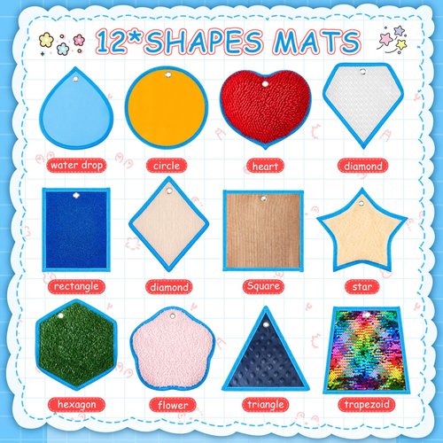 Liliful 12 Set Sensory Mats Mini Assorted Textured Sensory Floor Tiles Play Mat Tiles Sensory Wall Panel Educational Tactile for Autism Sensory Room Wall(Fresh, 8.66 Inch)