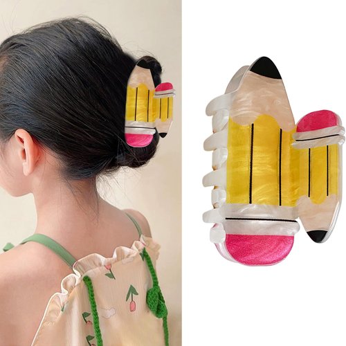 Back to School Hair Clips for Women Girls Pencil Hair Claw Clips Cute Hair Jaw Barrettes for Women Teachers Appreciation Gift Thick and Thin Hair Accessories 1PCS