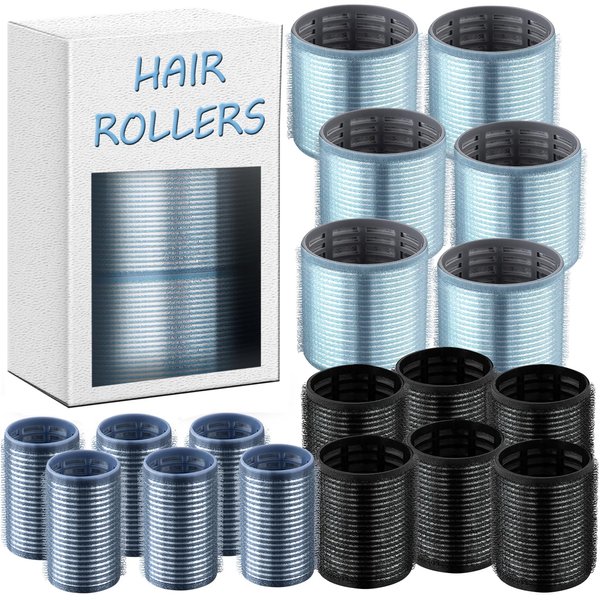 xnicx Self-Grip Ceramic Ionic Thermal Hair Rollers Set - 18 Velcro Rollers for Long and Short Hair, Blowout Look, Salon Quality