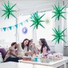 6 Pcs Green Star Foil Balloons One-Piece 14-Pointed Star Balloons 4D Starburst Cone Mylar Balloons 22inch Christmas Birthday Wedding Wedding Anniversary Party Supplies(Green)