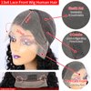Ijowa Deep Wave Lace Front Wigs Human Hair 13x4 HD Transparent Lace Frontal Wigs for Women Human Hair Wet and Wavy Lace Front Wigs Pre Plucked with Baby Hair 180% Density Natural Black Color 24inch