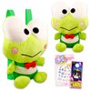 Hello Kitty and Friends Keroppi Plushie Set - Bundle with 14" Keroppi Plush Doll with Carrying Straps Plus Temporary Tattoos and More | Hello Kitty and Friends Gifts