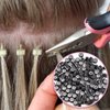 1000Pcs Premium Silicone Micro Link Rings 5mm Lined Beads for I Tip Hair Extensions (1000Pcs, Black)