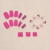 LPOODDNU Valentines Press on Nails Medium Length Fake Nails Cute Heart Glue on Nails Valentine’s Day Nail Art Decorations Square Shape Pink Stick on Nails for Women Finger Manicure, 24Pcs