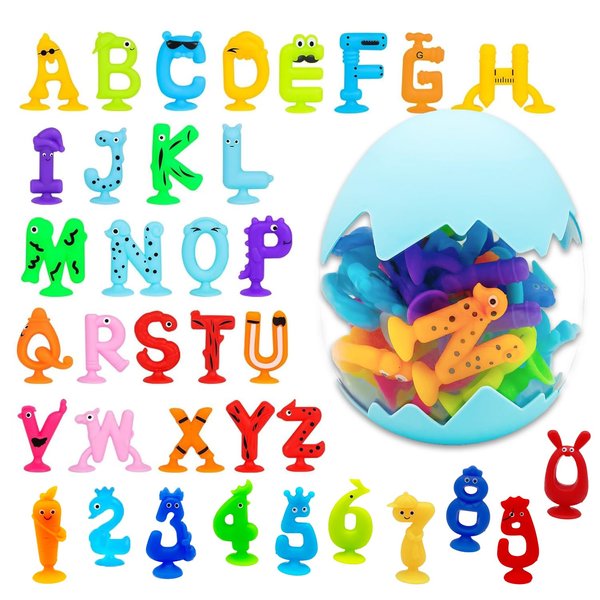 Bath Toys Suction Cup Toys 36 PCS Silicone Suction Travel Toys Window for Kids Ages 3-8 Boys Girls Sensory Toys Silicone Animal Sucker Toys