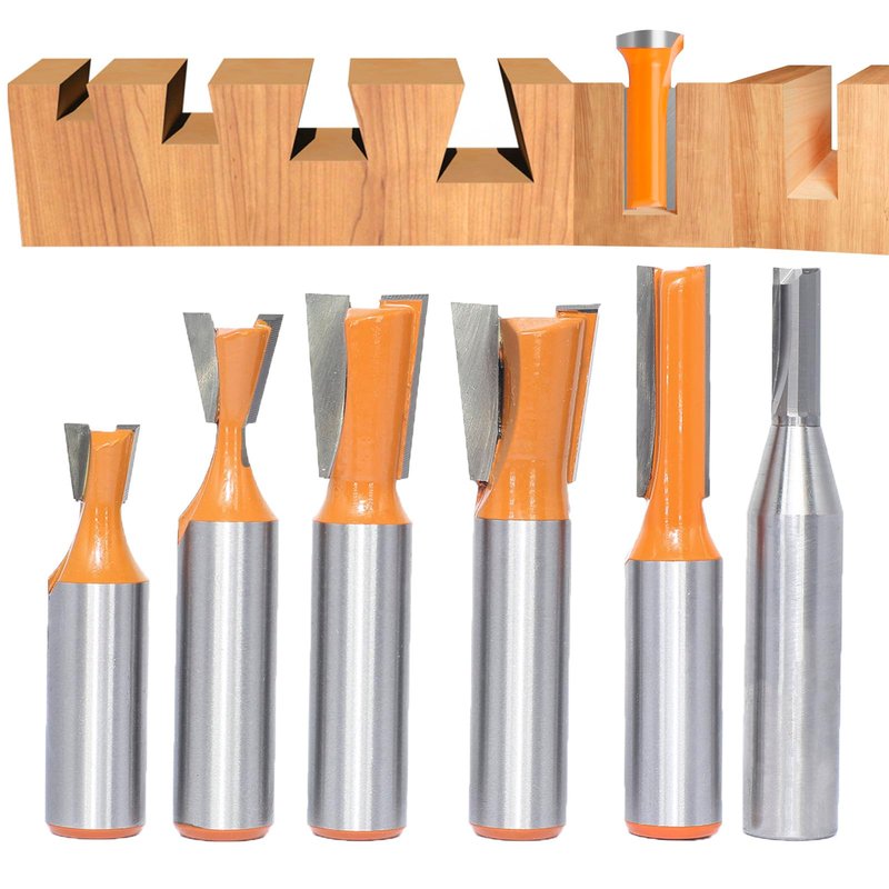 Akylin 6Pcs Dovetail Joints Router Bits Collection, 1/2