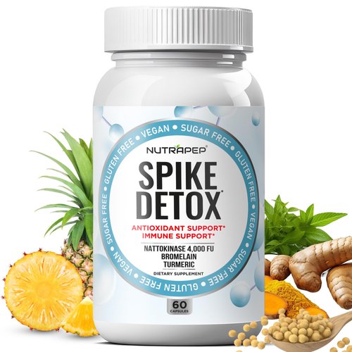 NutraPep Spike Protein Detox Supplement - 4000 FU Nattokinase with Bromelain Selenium Dandelion Root Turmeric Extract & Curcumin - Foreign Protein Cleanse and Immune Support - Vegan Gluten-Free