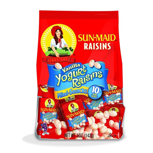 Sun-Maid Vanilla Yogurt Covered Raisins Mini Snack Packs .5 oz,10 ct (Pack of 2)