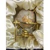 Unique Art 6-Inch Tall Pearl Swirl Ocean Mini Table Top Gemstone World Globe with Gold Tripod