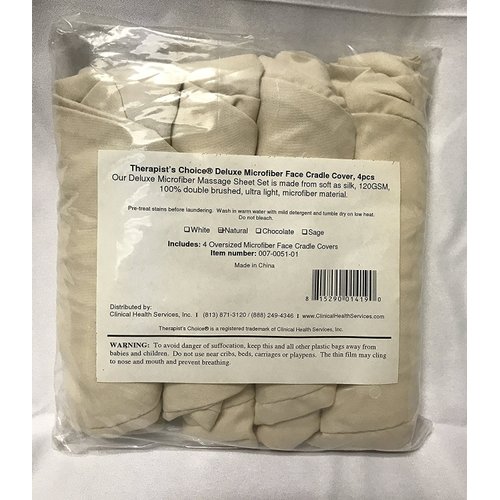 Therapist's Choice® Premium Deluxe Microfiber Massage Table Face Cradle Covers, 4pcs per package (Natural)