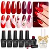 Beetles Red Gel Nail Polish- 6 Colors Popular Shimmer Red Burgundy Gel Polish Kit Nail Art Design Soak Off Uv LED Gel Nail Kit Minicure DIY Home Gifts for Mom